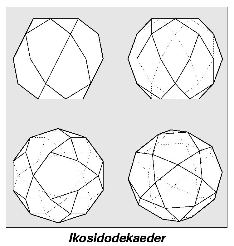 Ikosidodekaeder (3,5,3,5) in 4-Seiten-Ansicht