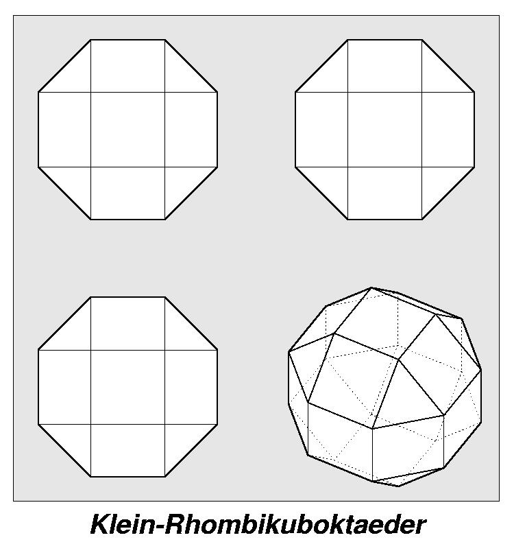 Klein-Rhombikuboktaeder (3,4,4,4) in 4-Seiten-Ansicht