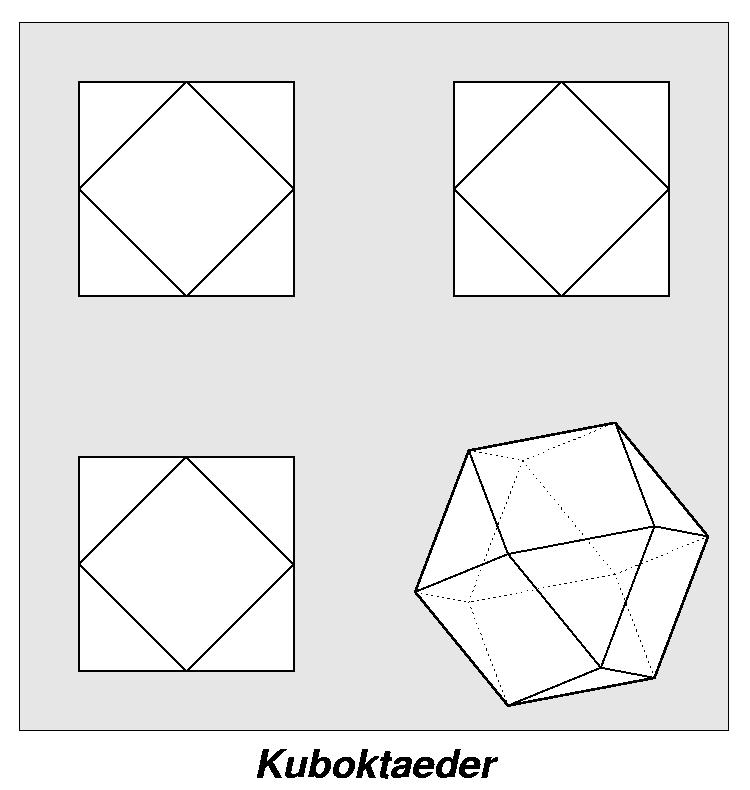 Kuboktaeder (3,4,3,4) in 4-Seiten-Ansicht