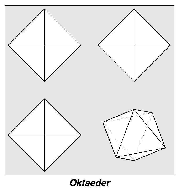 Oktaeder (3,3,3,3) in 4-Seiten-Ansicht