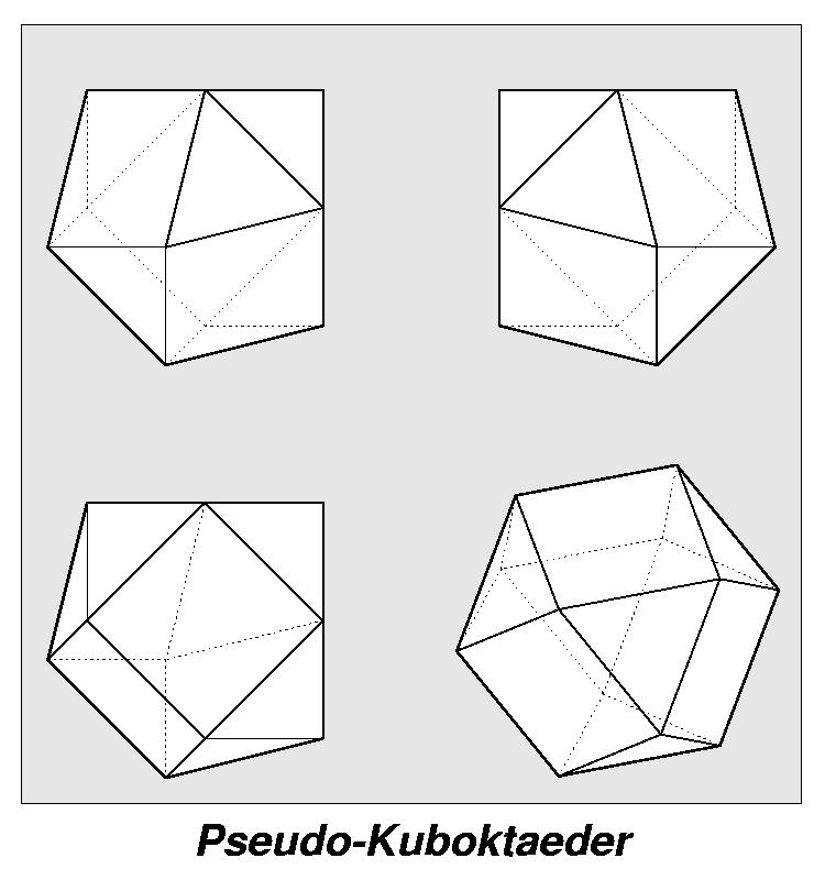 Pseudo-Kuboktaeder in 4-Seiten-Ansicht