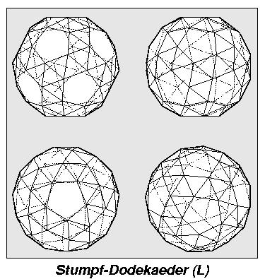 Stumpf-Dodekaeder (3,3,3,3,5) (linksdrehend) in 4-Seiten-Ansicht